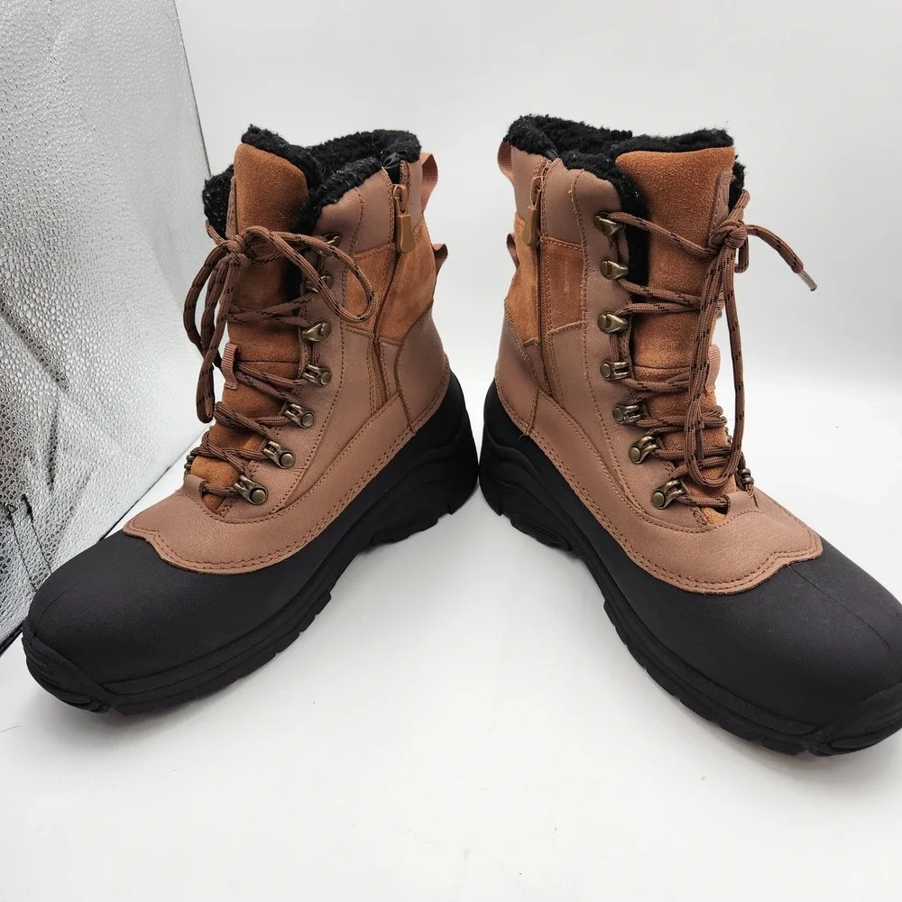 All‎ in Motion Boots Mens 10 Brown Winter Snow Hiking Thermolite Zip Gorpcore